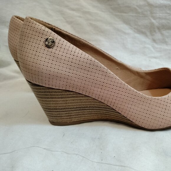 Bottero Annabela Amendoa Leather Peep Toe Wedge Heels - Picture 2 of 10